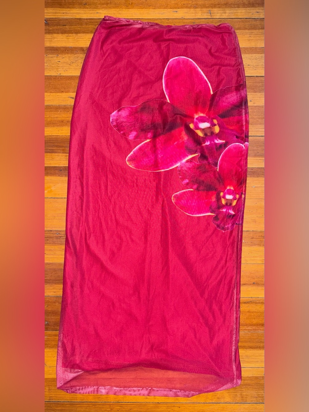 Red Floral Maxi Skirt - Women's Elegant Long Skirt - Picture 2 of 5